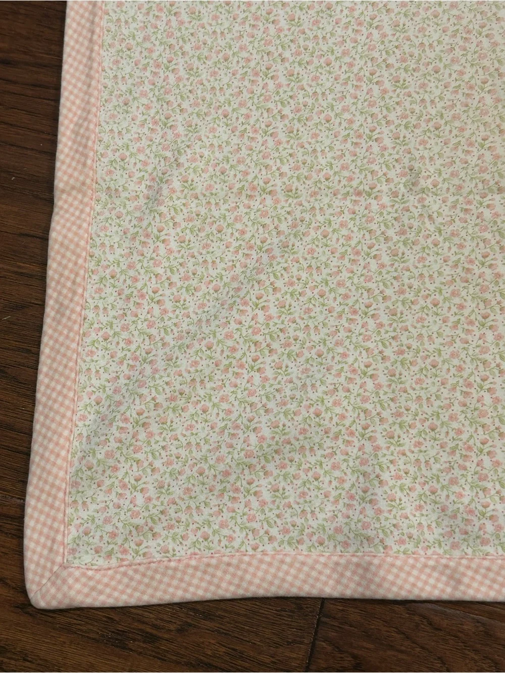 Vintage 1999 Gymboree Baby Blanket Reversible Spring Florals Pink Gingham Daisy